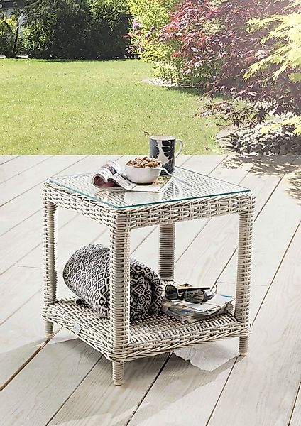 Destiny Beistelltisch MERANO, 46x46x50cm, Aluminium, Polyrattan günstig online kaufen