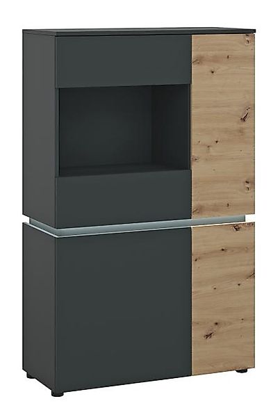 LUCI LCCV02 Vitrine 4 Türen Artisan Eiche/Kosmos grau  von Wojcik günstig online kaufen