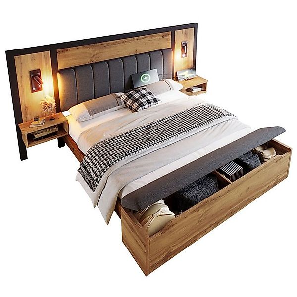OKWISH Massivholzbett mit Bettgestell Lattenrost aus holz (Struraumbett, Do günstig online kaufen
