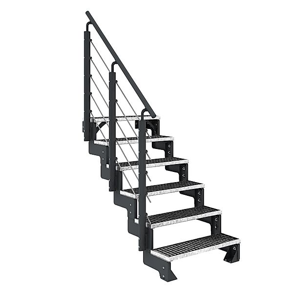 Dolle Außentreppe Gardentop Anthrazit 6 Gitterroststufe 80 cm inkl. Gelände günstig online kaufen