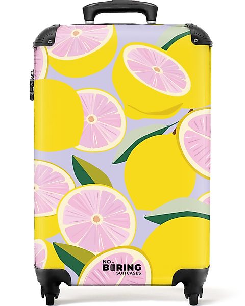 NoBoringSuitcases.com© Hartschalen-Trolley Lila mit gelben rosa günstig online kaufen