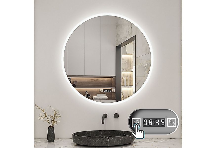 Aica Sanitär Badspiegel Rund Wandspiegel mit LED Beleuchtung Dimmbar Beschl günstig online kaufen