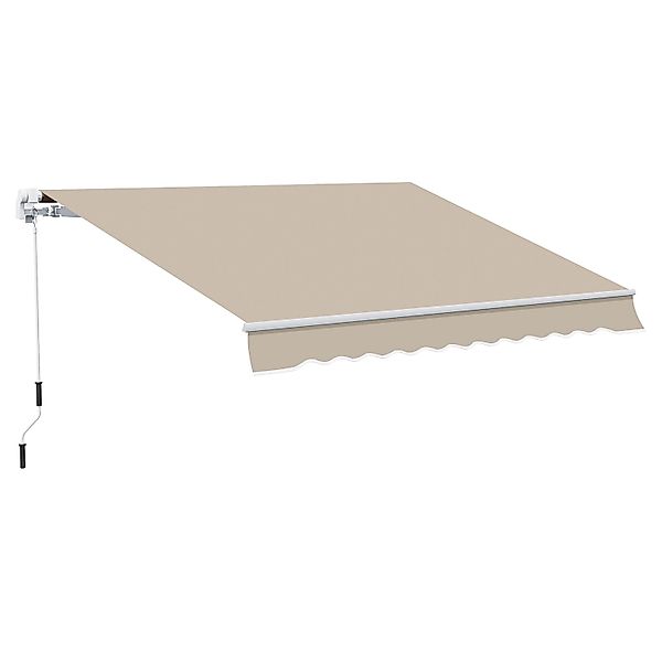 Outsunny Sonnenschirm Markise Aluminium Polyester Weiß Beige 395L x 245B x günstig online kaufen