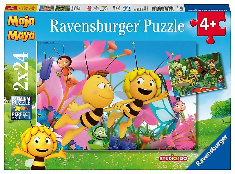 Ravensburger Puzzle Die kleine Biene Maja Puzzle 2 x 24 Teile, 24 Puzzletei günstig online kaufen