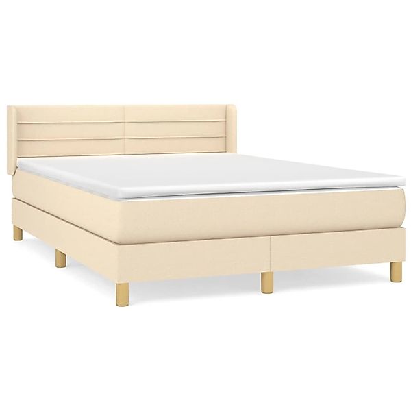 vidaXL Boxspringbett mit Matratze Creme 140x190 cm Stoff 3130350 günstig online kaufen
