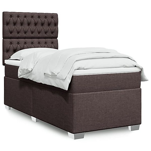 furnicato Bettgestell Boxspringbett mit Matratze Dunkelbraun 90x190 cm Stof günstig online kaufen