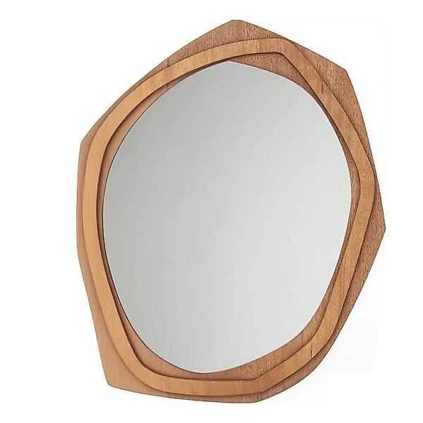 Costway Unregelmäßiger Wandspiegel mit Holzrahmen Natur günstig online kaufen