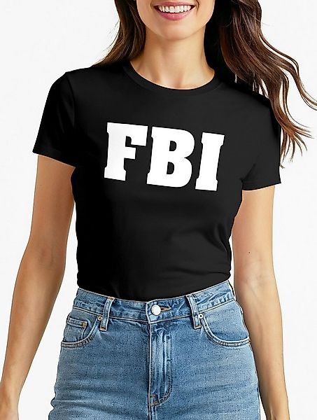 MoonWorks Print-Shirt Damen T-Shirt FBI Aufdruck Faschings-Shirt Kostüm Ver günstig online kaufen