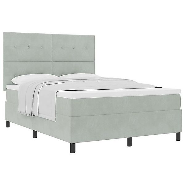 vidaXL Bett Boxspringbett mit Matratze Hellgrau 140x190 cm Samt (1-tlg) günstig online kaufen