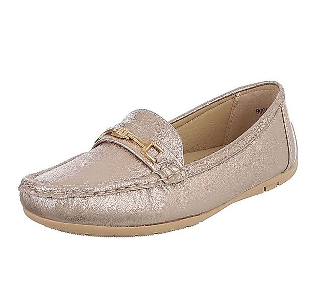 Ital-Design Elegante Wildleder Slipper mit Goldakzent für Damen Slipper (91 günstig online kaufen