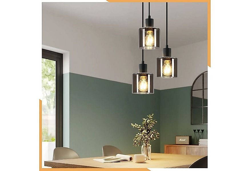 ZMH Pendelleuchte Esstischlampe Hängend Hängeleuchte Schwarz/Berstein - E27 günstig online kaufen