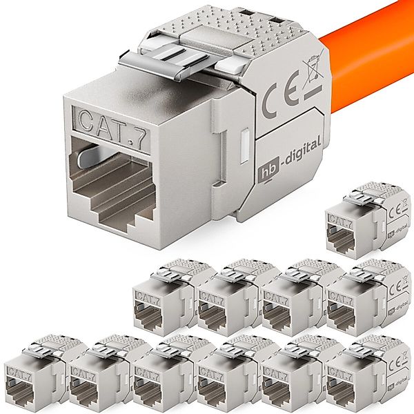 hb-digital 12x Keystone Modul CAT 7 RJ45 Einbaumodul Werkzeuglos Vergoldete günstig online kaufen