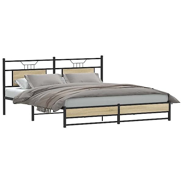 vidaXL Bett Metallbett ohne Matratze Sonoma-Eiche günstig online kaufen