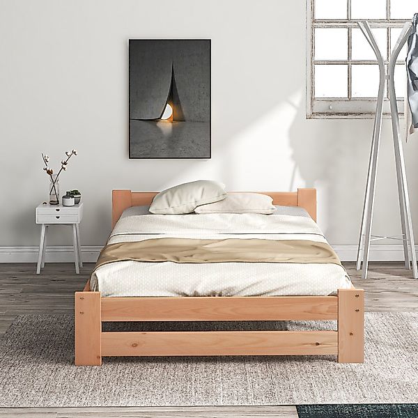 Flieks Futonbett, Einzelbett Massivholzbett mit Kopfteil günstig online kaufen