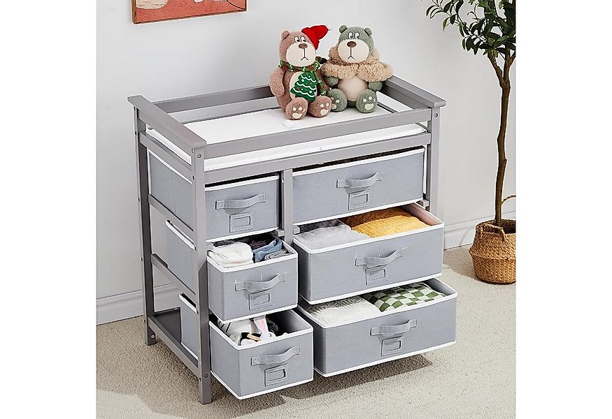 GarveeMore Wickeltisch aus Holz mit 6 Schubladen und Unterlage,86.5x48.5x87 günstig online kaufen