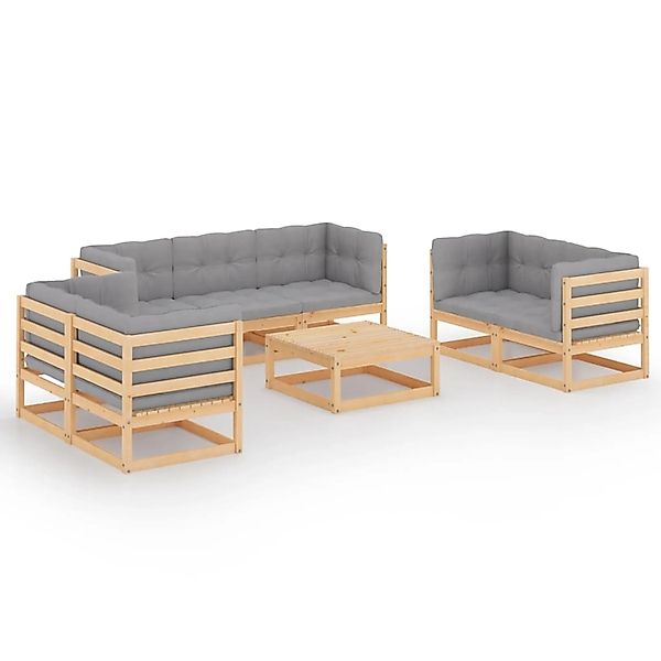 8-tlg. Garten-lounge-set Mit Kissen Kiefer Massivholz günstig online kaufen