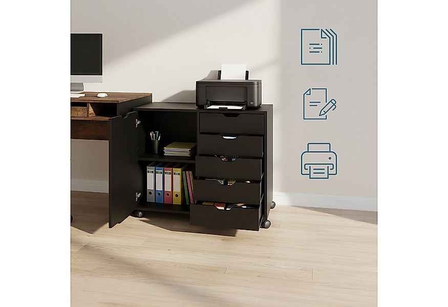 relaxdays Rollcontainer mit Schubladen & Fäch, schwarz günstig online kaufen