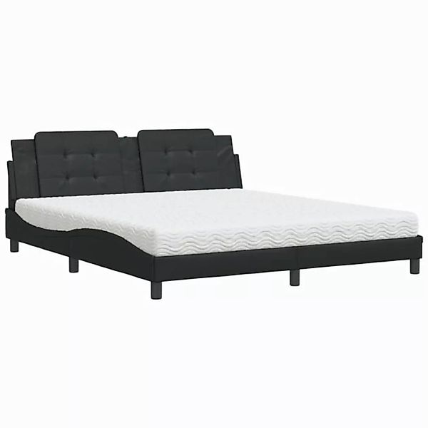 vidaXL Bettgestell, Bett mit Matratze Schwarz 180x200 cm Kunstleder günstig online kaufen