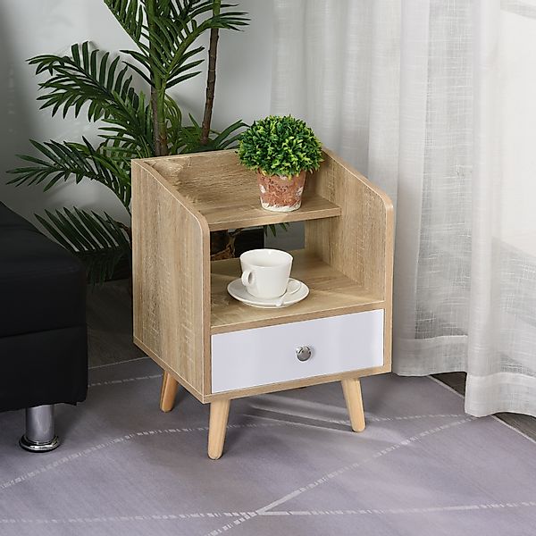 HOMCOM Nachttisch mit Schublade und Regal, Erhöhter Nachtschrank, Nachtkomm günstig online kaufen