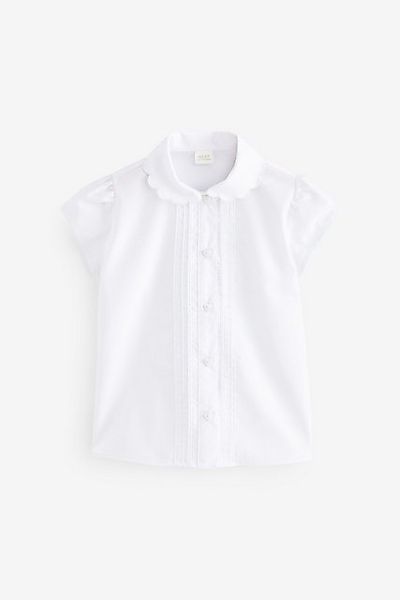 Next Kurzarmbluse Bluse mit Bogenkantenkragen (1-tlg) günstig online kaufen