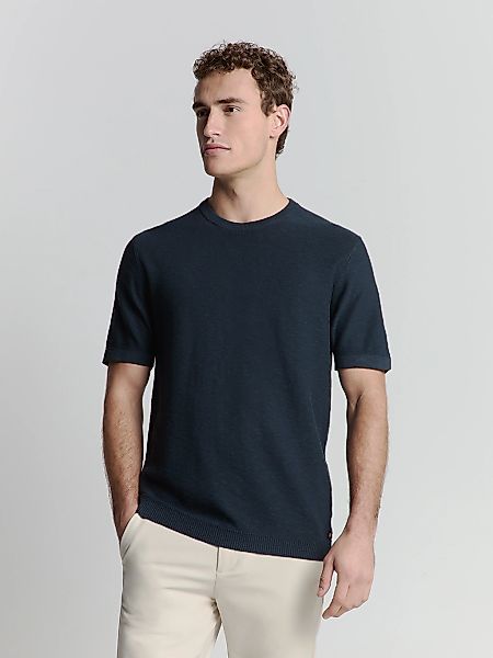 NO EXCESS Kurzarmpullover - Baumwollshirt – Rundhalspullover  – Slub Knit C günstig online kaufen