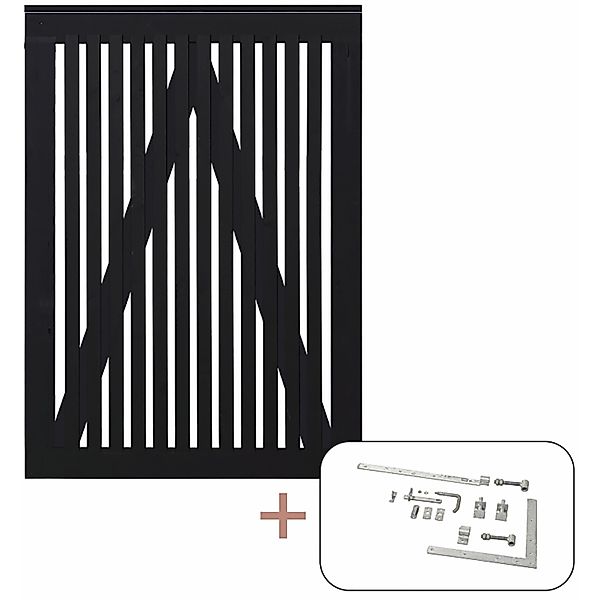 Einzeltor Sendai Nadelholz Schwarz 100 cm x 140 cm günstig online kaufen