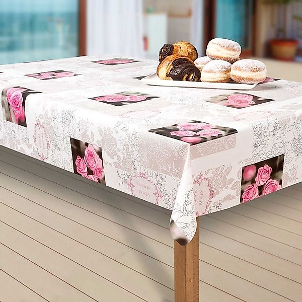 laro Tischdecke Wachstuch-Tischdecken Abwaschbar Blumen. Rosa. günstig online kaufen