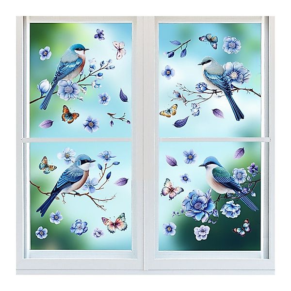 Coonoor Fenstersticker Blumen-Vogel-Schmetterlings-Fensterfolie, statische günstig online kaufen