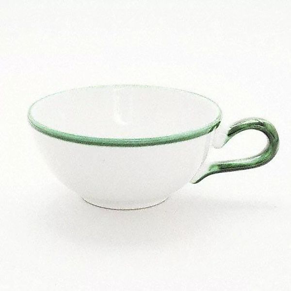 Gmundner Keramik Grüner Rand Tee Obertasse glatt 0,17 l günstig online kaufen