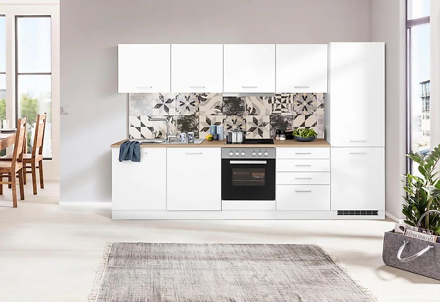 KOCHSTATION Küchenzeile »KS-Visby« mit E-Geräte, 300 cm, inkl. Kühl/Gefrier günstig online kaufen