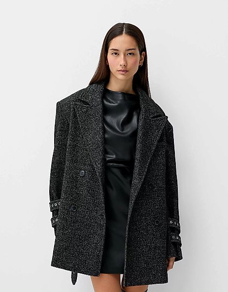 Bershka Mantel Generation Bershka Mit Eyelets-Ösen Damen M-L Schwarz günstig online kaufen