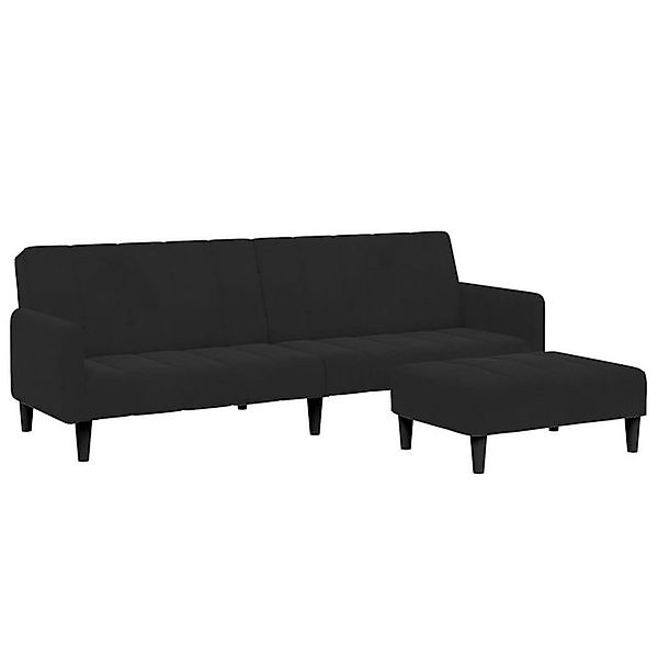 vidaXL Sofa Schlafsofa 2-Sitzer mit Fußhocker Schwarz Samt günstig online kaufen