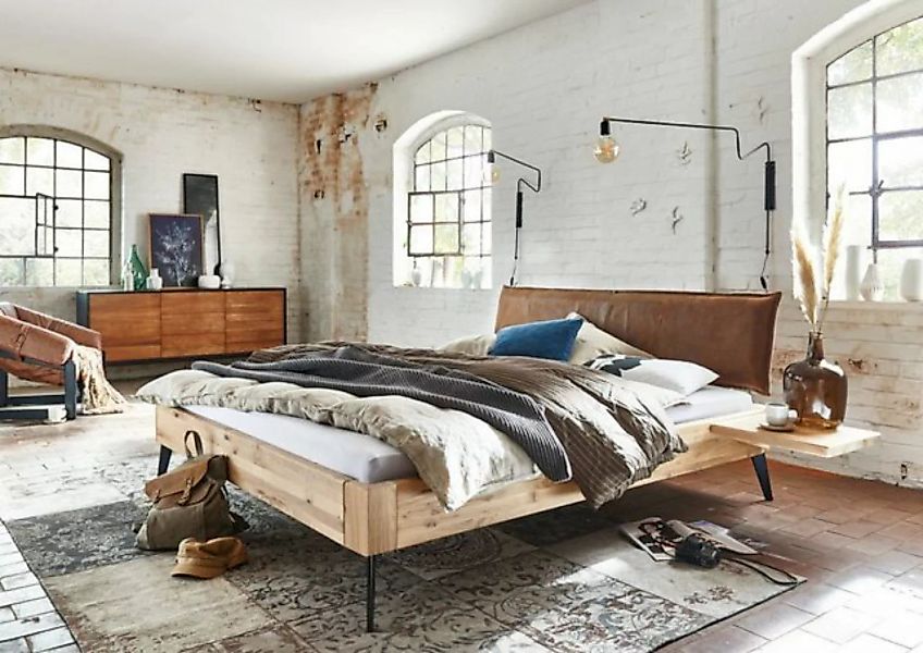 Natur24 Einzelbett Bett Tarnby 140x200cm Wildeiche Bianco mit Kopfteil und günstig online kaufen