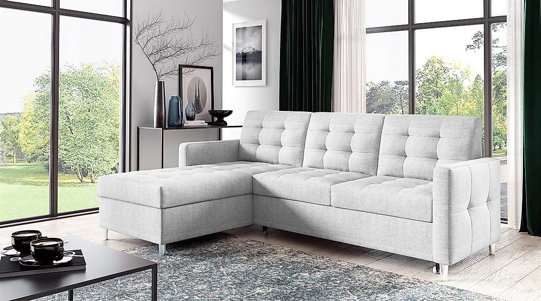 Fun Möbel Ecksofa Ecksofa Sofa NURI mit Ottomane in Stoff Luis, inkl. Schla günstig online kaufen