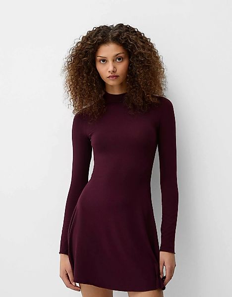 Bershka Midikleid Mit Stehkragen Damen Xs Bordeaux günstig online kaufen