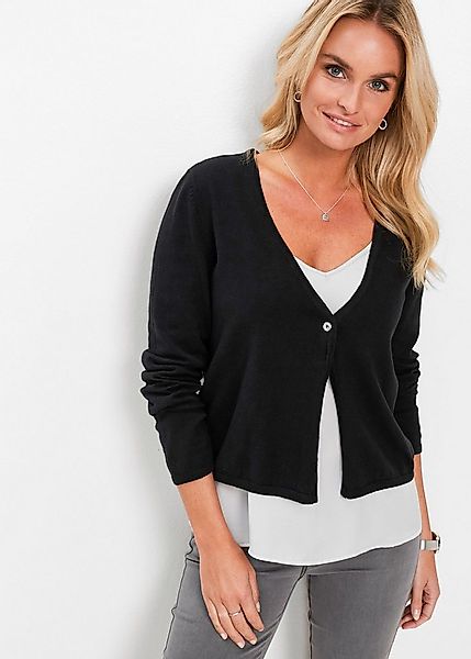 bonprix Strickjacke (1-tlg) bequeme Passform, klassischer Stil, aus Baumwol günstig online kaufen