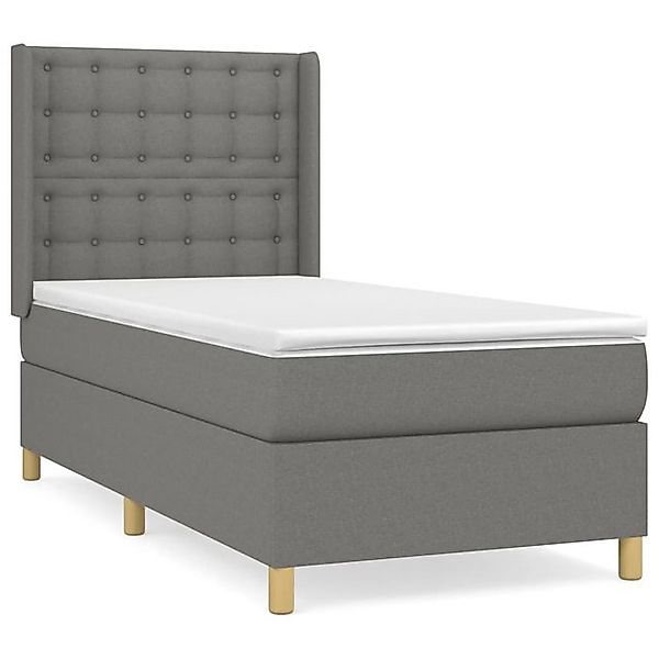 vidaXL Boxspringbett, Boxbett mit Matratze Dunkelgrau 90x190 cm Stoff günstig online kaufen
