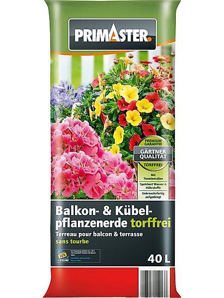 Primaster Spezialerde Primaster Balkon- & Kübelpflanzerde torffrei 40 L, To günstig online kaufen