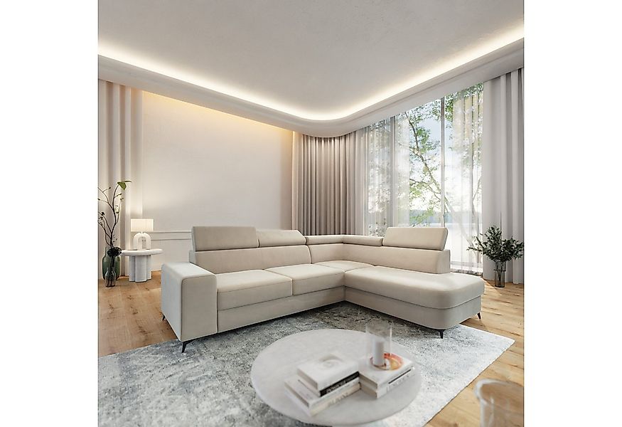 Masseno Ecksofa ALVORO mit Schlaffunktion L-Form, Sofa mit Bettkasten günstig online kaufen