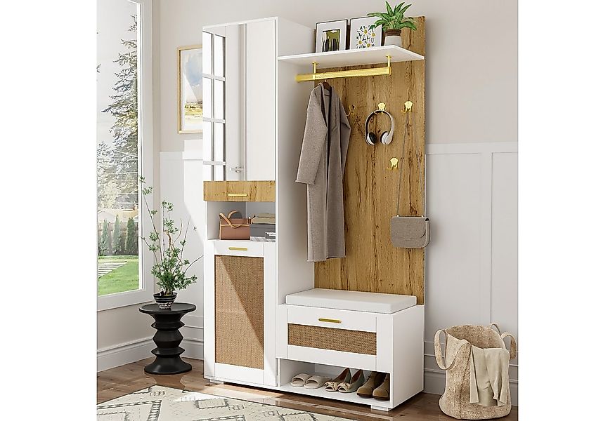 STILVORA Garderoben-Set mit Spiegel&LED,Garderobenständer Wandgarderoben mi günstig online kaufen