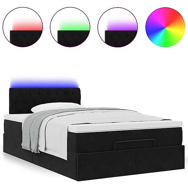 vidaXL Bett Ottomane Bett mit Matratze & LEDs Schwarz 120x190 cm Samt günstig online kaufen