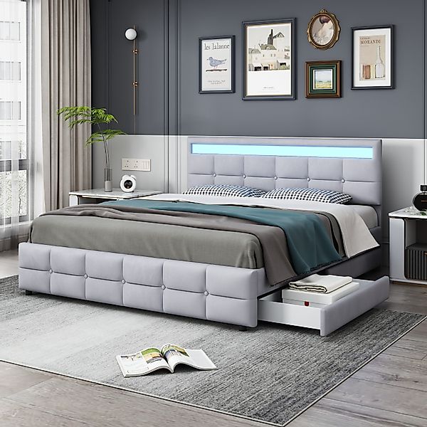 STILVORA Polsterbett 180x200 Bettgestell mit Stauraum günstig online kaufen