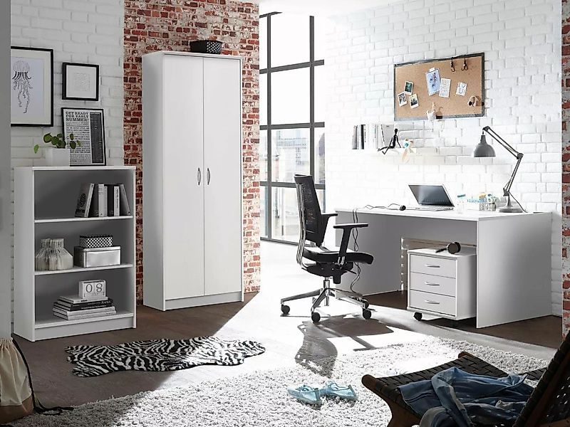 möbelando Aktenschrank Olli (4-St) Modernes Büro-Set aus Spanplatte in Weiß günstig online kaufen