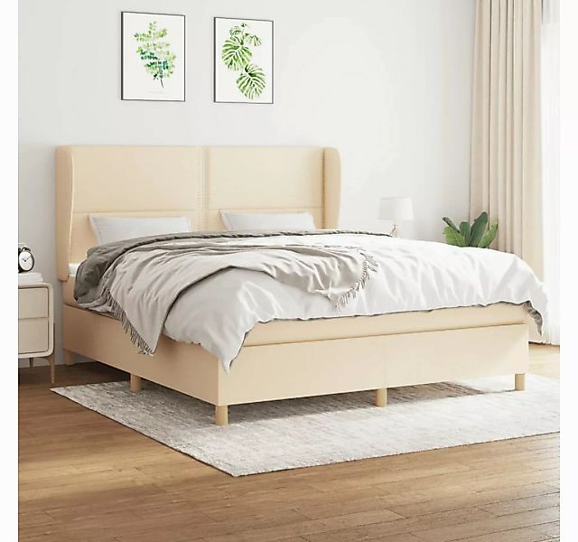 vidaXL Boxspringbett Boxspringbett mit Matratze Creme 160x200 cm Stoff Bett günstig online kaufen