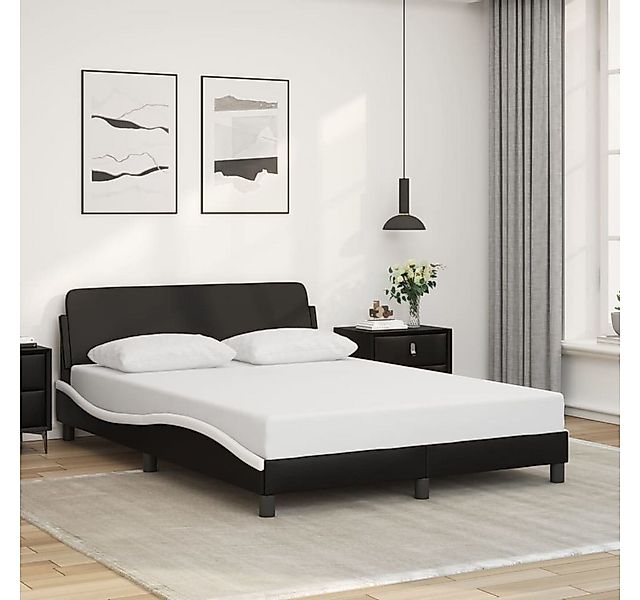furnicato Bettgestell "Dover" Schwarz und Weiß 140x200 cm Kunstleder (1-tlg günstig online kaufen