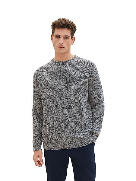 Tom Tailor Herren Rundhals Pullover TWOTONE KNIT - Relaxed Fit günstig online kaufen