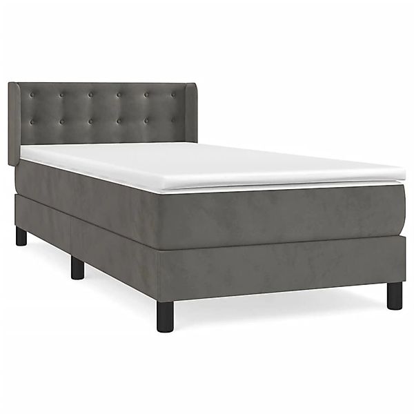 vidaXL Boxspringbett Boxspringbett mit Matratze Dunkelgrau 100x200 cm Samt günstig online kaufen