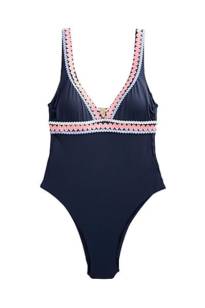 Next Badeanzug Bauchformender Badeanzug mit Zackenlitze günstig online kaufen