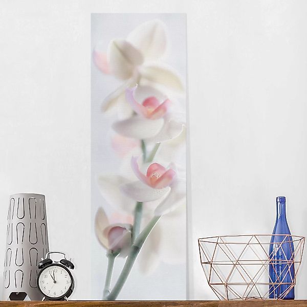 Leinwandbild Blumen - Hochformat Zerbrechliche Orchidee günstig online kaufen