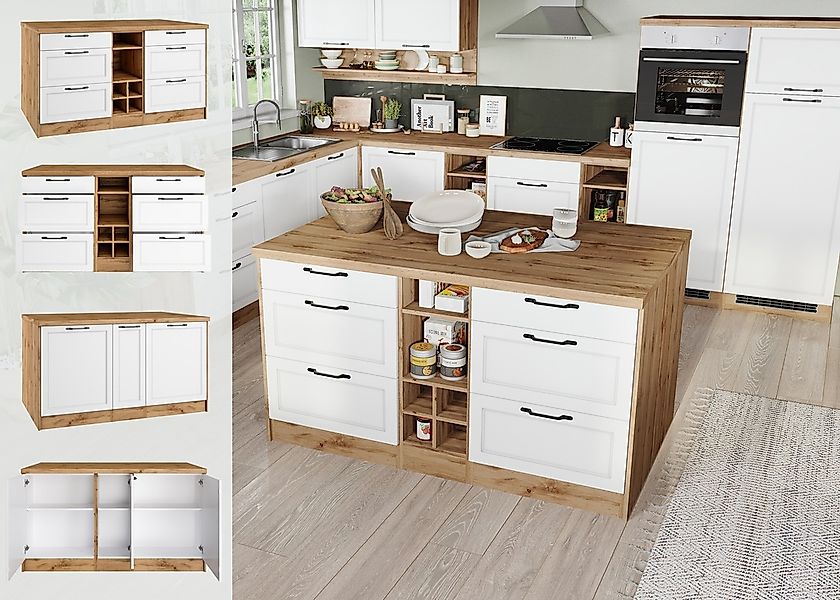 KOCHSTATION Kücheninsel »KS-Lana, Breite 153 cm«, MDF-Fronten, Arbeitsplatt günstig online kaufen